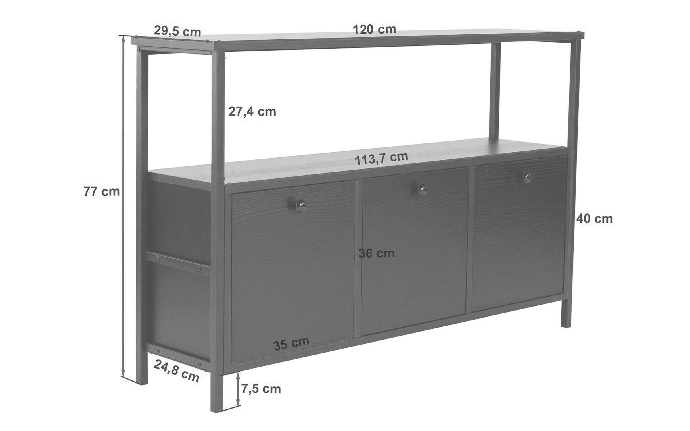 Comoda Prego, pin atlantic + negru  2